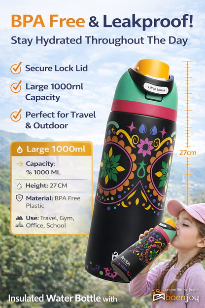 Leakproof Insulated Water Bottle with Straw Lid | BPA Free Sports Travel Bottle | Portable Gym & Outdoor Bottle 945ML
