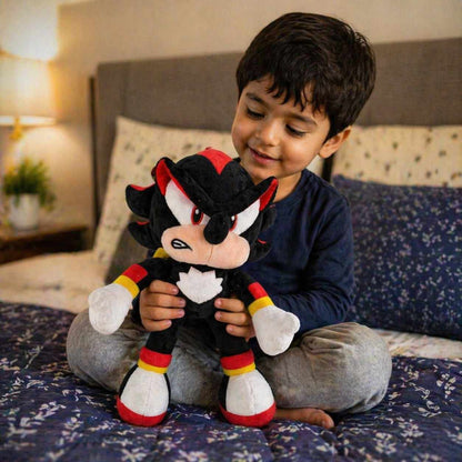 Shadow Hedgehog Style Plush Toy (32cm) | Black & Red Cartoon Character Soft Toy for Kids & Gifts