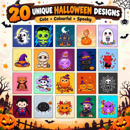 Halloween Fridge Magnets Set of 20 Pcs | Cute Cartoon Ghost Pumpkin Witch Magnets | 5 × 4 cm