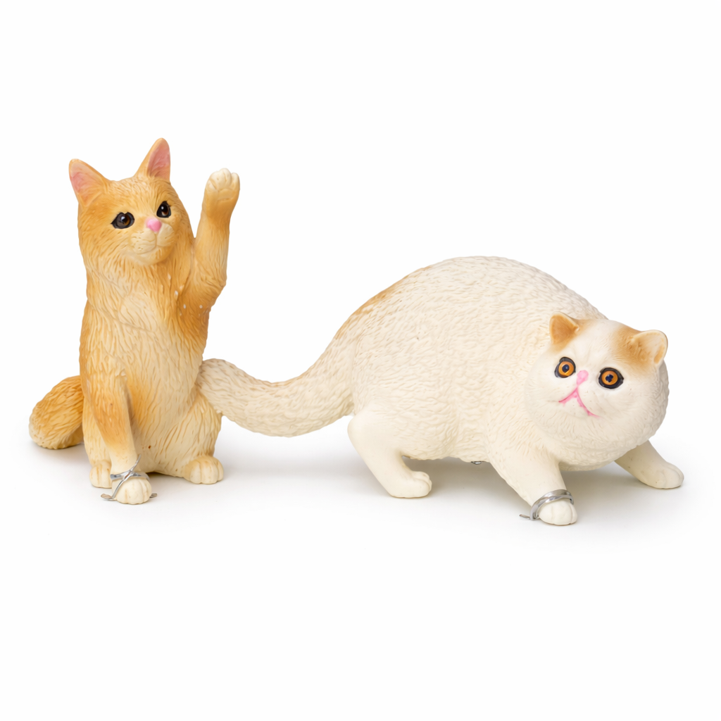 Pet Cat Toy Set 2 | Realistic Cat Figurines | Cute Mini Animal Toys for Play, Desk Decor & Gifts