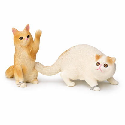 Pet Cat Toy Set 2 | Realistic Cat Figurines | Cute Mini Animal Toys for Play, Desk Decor & Gifts
