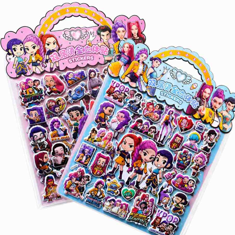 K Pop Demon Hunters Random 1 Set  Sticker wiith 2 Sheets – Cute Waterproof Anime Style Vinyl Stickers for Laptop, Phone, Diary, Scrapbook & Kids Gifts