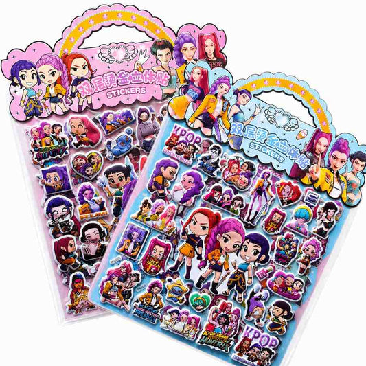 K Pop Demon Hunters Random 1 Set  Sticker wiith 2 Sheets – Cute Waterproof Anime Style Vinyl Stickers for Laptop, Phone, Diary, Scrapbook & Kids Gifts