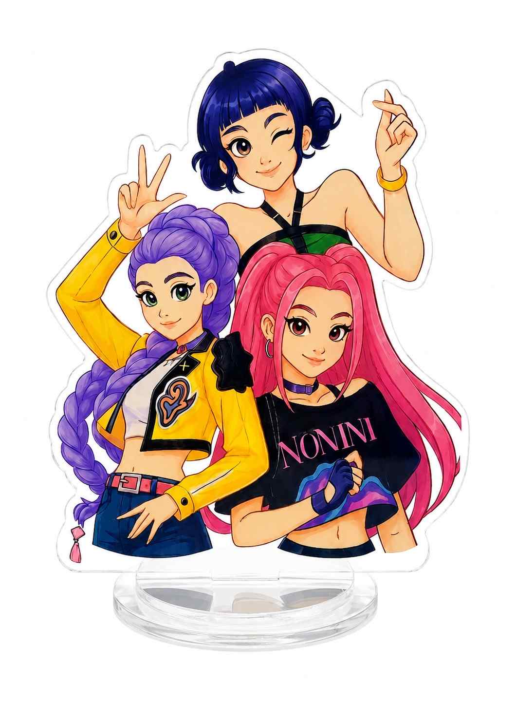 K-Pop Demon Hunters Acrylic Standee – Rumi, Mira & Zoey Desk Decor | Anime Acrylic Figure for Desk, Shelf & Car Dashboard