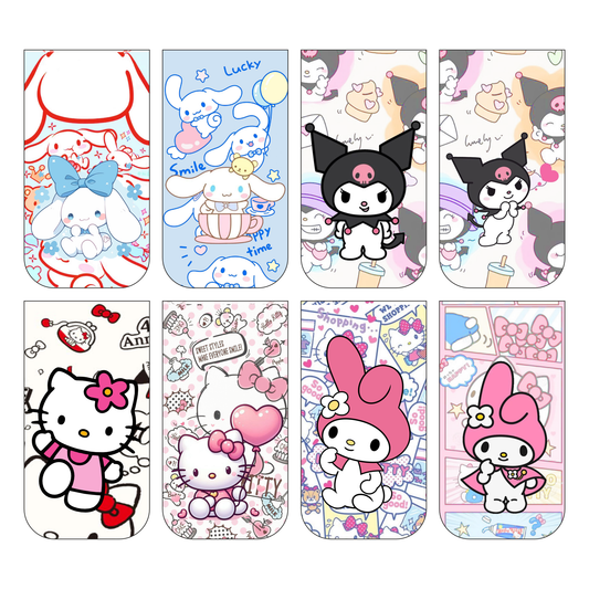 Hello Kitty Bookmark Set of 10-8 Magnetic Bookmarks + 2 Paper Bookmarks for Book Lovers, (11 x 2.9 cm)