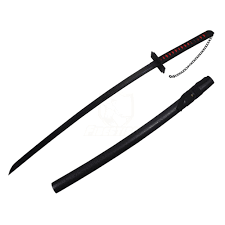 Katana Sword 101CM – Black Samurai Sword with Scabbard | Ichigo Cosplay Sword for Anime Fans, Halloween Costume & Collectors(ICHIGO)