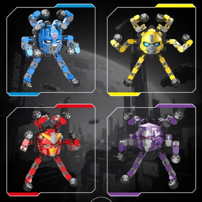 Transforming Robot Spinner Toy Set of 10 for Boys & Girls | 2-in-1 Rotating Robot Toy | Assorted Colours | NO COD