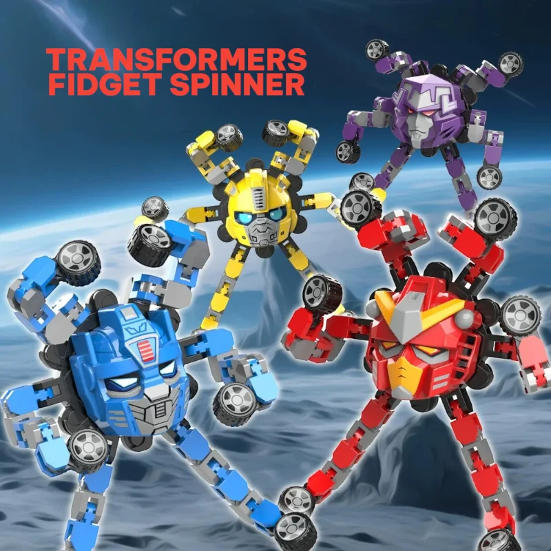Transforming Robot Spinner Toy Set of 10 for Boys & Girls | 2-in-1 Rotating Robot Toy | Assorted Colours | NO COD
