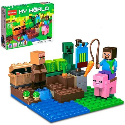 Minecraft Style Building Blocks Set – 832 PCS Creative Farm World Kit for Kids | DIY Construction Toy with Figures & Animals