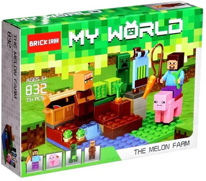 Minecraft Style Building Blocks Set – 832 PCS Creative Farm World Kit for Kids | DIY Construction Toy with Figures & Animals
