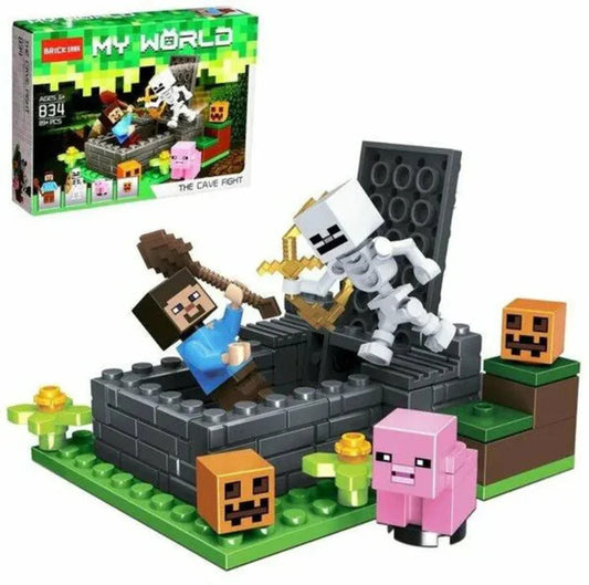 Minecraft Building Blocks Set for Kids (834 PCS) | Cave Fight Toy Set with Figures | Creative DIY Construction Kit | Educational Toy Gift for Boys & Girls
