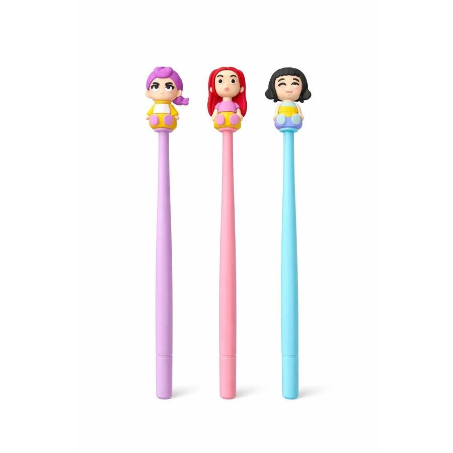 K POP Demon Hunters Ball Pen Set of 3 | Cute Anime Character Pens | Smooth Writing Blue Ink Pens | Cartoon Figure Pens for Kids, Girls, School & Gift Use