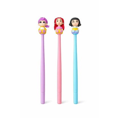 K POP Demon Hunters Ball Pen Set of 3 | Cute Anime Character Pens | Smooth Writing Blue Ink Pens | Cartoon Figure Pens for Kids, Girls, School & Gift Use