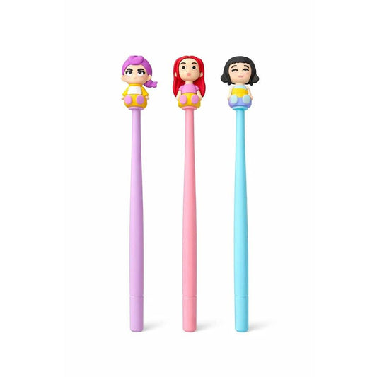K POP Demon Hunters Ball Pen Set of 3 | Cute Anime Character Pens | Smooth Writing Blue Ink Pens | Cartoon Figure Pens for Kids, Girls, School & Gift Use