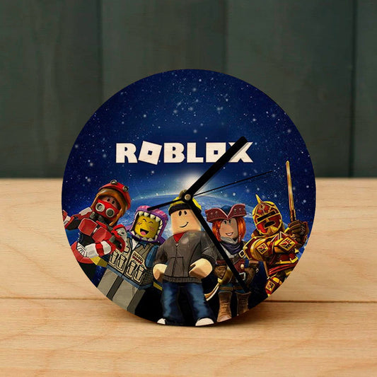 The Roblox Wooden Table Clock on Premium Plywood | Ink Infused into the Wood | 6 x 6 inches with table stand ; 1 AA battery | Roblox ; Video game |