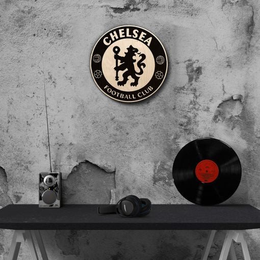 Chelsea Black & White Wooden Crest | 12 inch x 12 inch