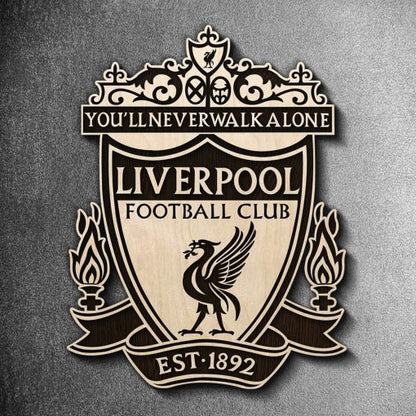 Liverpool Black & White Wooden Crest | 14 inch x 11 inch