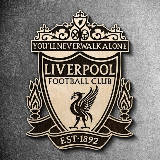 Liverpool Black & White Wooden Crest | 14 inch x 11 inch