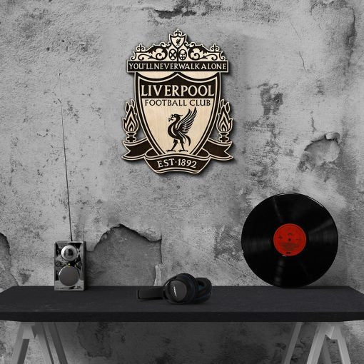 Liverpool Black & White Wooden Crest | 14 inch x 11 inch