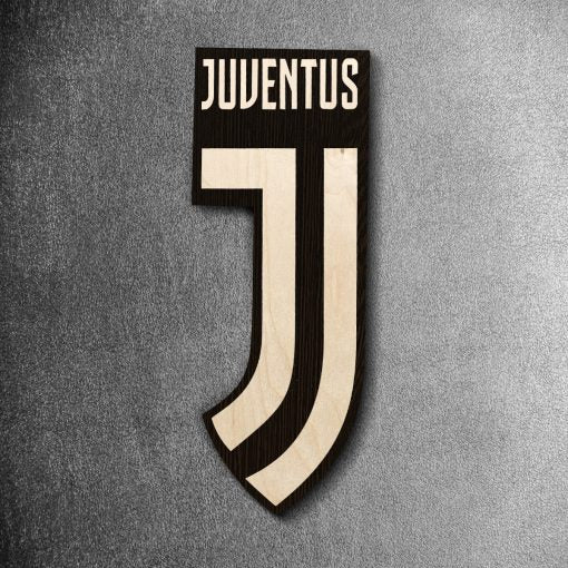 Juventus Black & White Wooden Crest | 12 inch x 12 inch