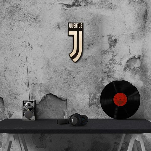 Juventus Black & White Wooden Crest | 12 inch x 12 inch