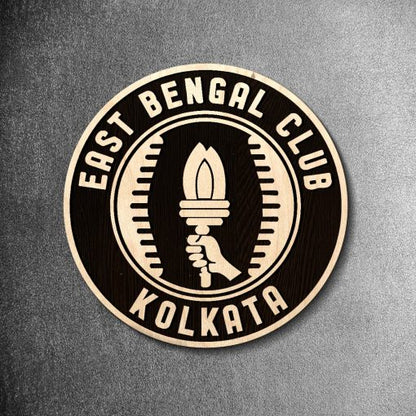 East Bengal Black & White Wooden Crest | 12 inch x 12 inch