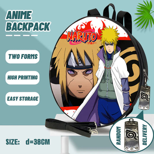 Naruto Minato Backpack - Round Stylish & Trendy Bag | Both Backpack or Crossbody Shoulder Bag | Travel Bag with Vibrant Design for Anime Fans | 38 cm | Anime