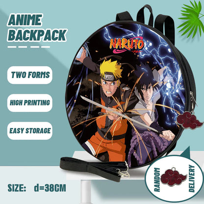 Naruto Backpack - Round Stylish & Trendy Bag | Both Backpack or Crossbody Shoulder Bag | Travel Bag with Vibrant Design for Anime Fans | 38 cm | Anime