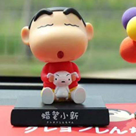 shinchan With Shiro (Closed Eyes) PVC Bobblehead + Phone Holder | Anime ; Crayon Shin-Chan |