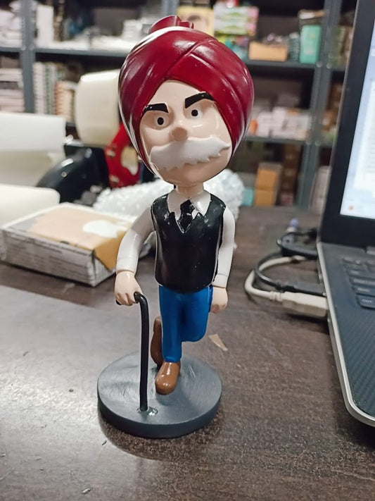 Chacha Chaudhary Polyresin Bobble Head | 16 Cm | Made In India ; Hand Painted | India Comic Hero ; Chacha Ji ; Sabu |