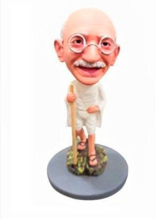 Mahatma Gandhi (Bapu) Polyresin Bobble Head | 13 Cm | Made In India ; Hand Painted | Famous Personality |