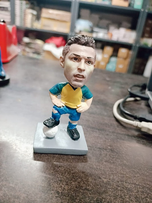 Cristiano Ronaldo Al Nasar Dress Polyresin Bobble Head | 10 Cm | Made In India ; Hand Painted | Soccer ; Al Nassr ; Portugal |