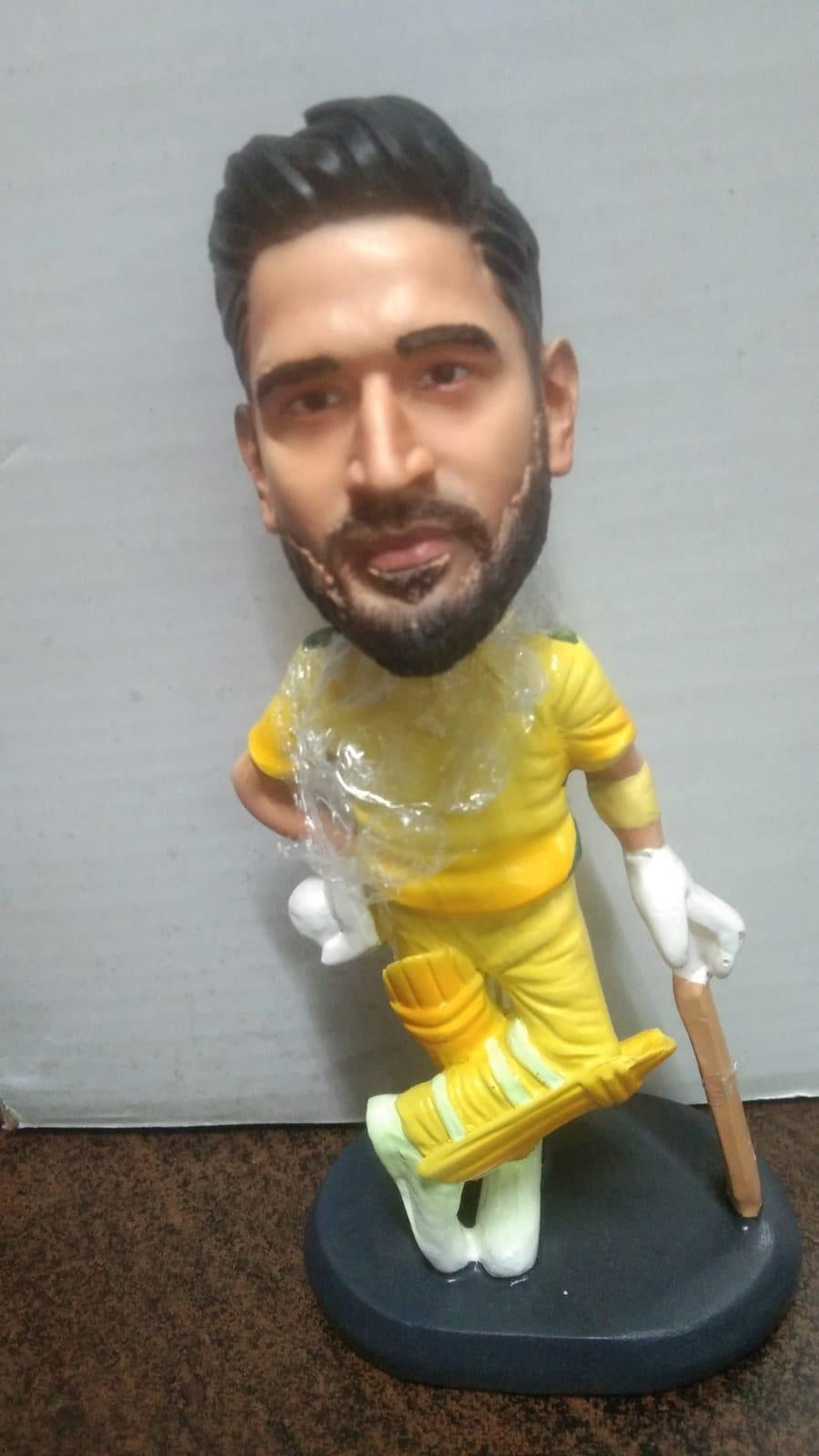 MS Dhoni (Captain Cool) CSK Yellow Jersey  Polyresin Bobble Head | 14 Cm | Made In India ; Hand Painted | Cricket ; Indian Team ; Bleed Blue |