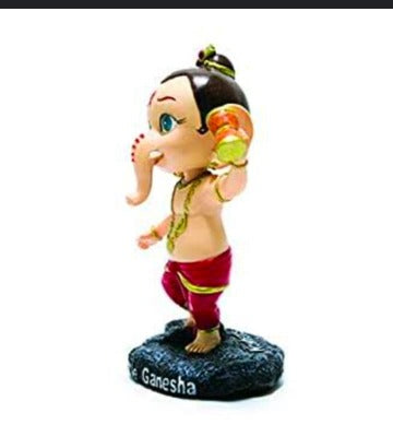 Ganesha With Damru (Ganpati) Polyresin Bobble Head | 13 Cm | Made In India ; Hand Painted | Indian History |