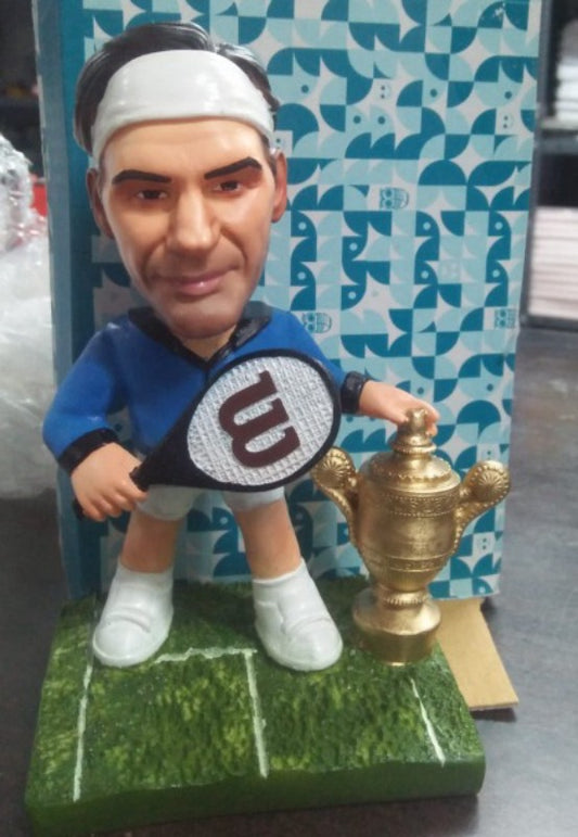 Roger Federer (The Swiss Perfection) Polyresin Bobble Head | 14 Cm | Made In India ; Hand Painted | Tennis ; ATP ; Grand Slam |