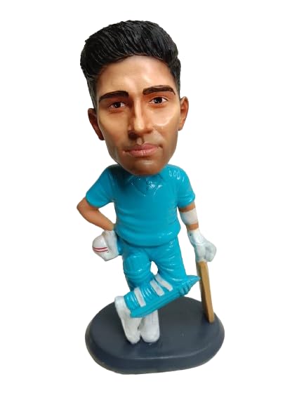 Shubman Gill Indian Jersey Polyresin Bobble Head | 14 m | Made In India ; Hand Painted | Cricket ; Indian Team ; Bleed Blue |