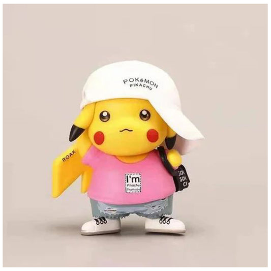 Pokemon Pikachu Pink Cartoon Action Figures- 1 Pc Only | 9.5 cm | for Car Dashboard, Office Desk/Study Table