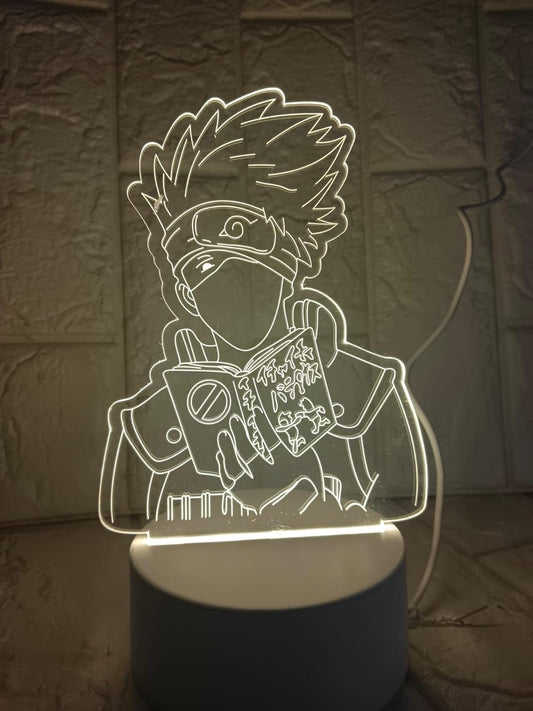 Anime Naruto Kakashi 3D Acrylic Night LED Light with USB plugin Base | Size: 20 cm | USB wire included ; No Adapter |