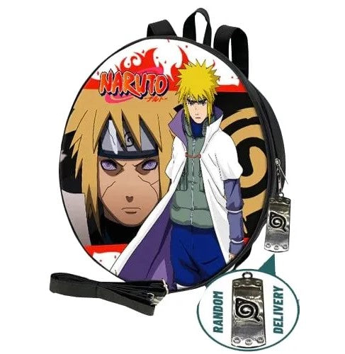 Naruto Minato Backpack - Round Stylish & Trendy Bag | Both Backpack or Crossbody Shoulder Bag | Travel Bag with Vibrant Design for Anime Fans | 38 cm | Anime