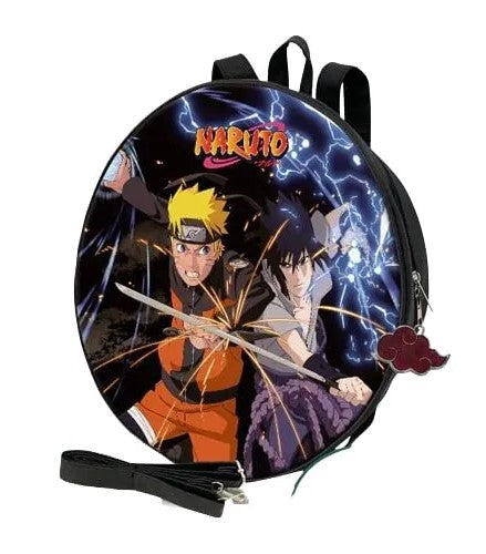 Naruto Backpack - Round Stylish & Trendy Bag | Both Backpack or Crossbody Shoulder Bag | Travel Bag with Vibrant Design for Anime Fans | 38 cm | Anime