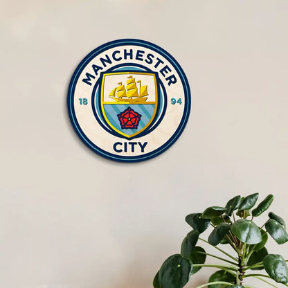 Manchester City Coloured Wooden Crest | 12 inch x 12 inch