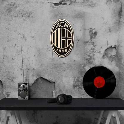 A.C. Milan Black & White Wooden Crest | 12 inch x 12 inch