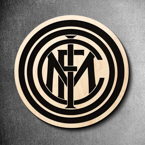 Inter Milan Black & White Wooden Crest | 12 inch x 12 inch