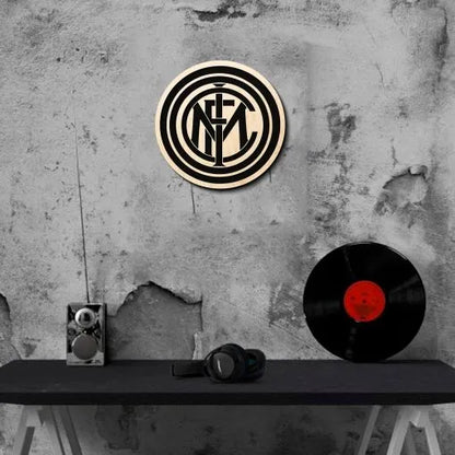 Inter Milan Black & White Wooden Crest | 12 inch x 12 inch