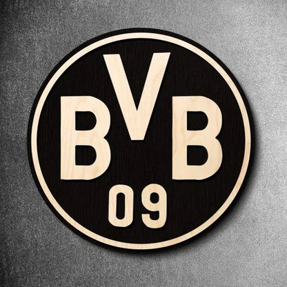 Dortmund Black & White Wooden Crest | 12 inch x 12 inch