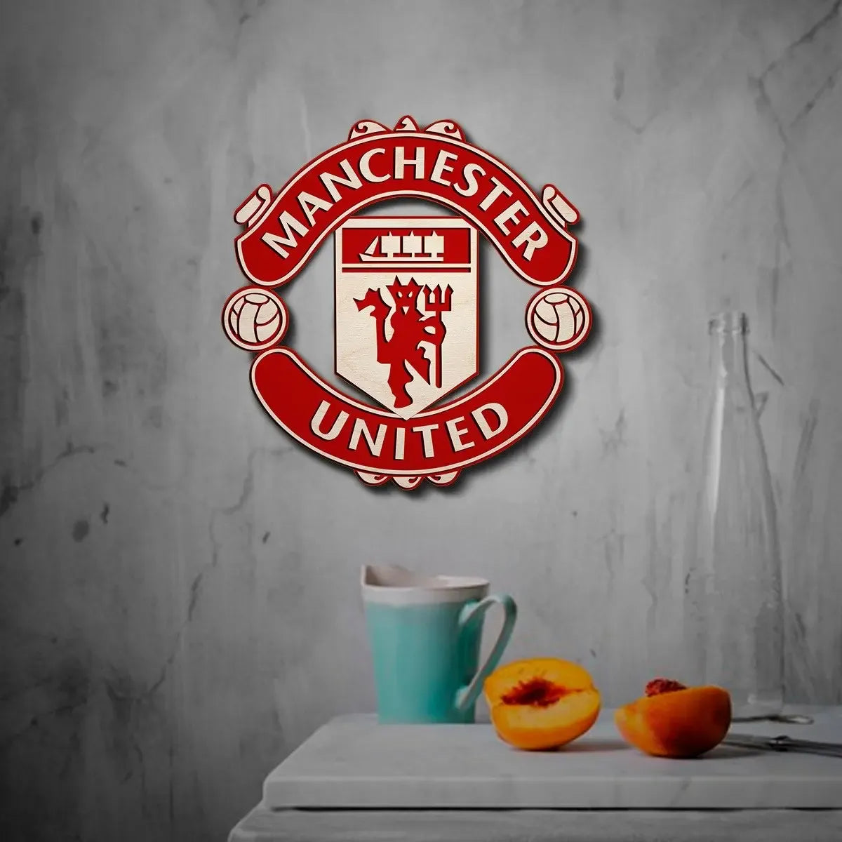 Manchester United Coloured Wooden Crest | 12 inch x 12 inch