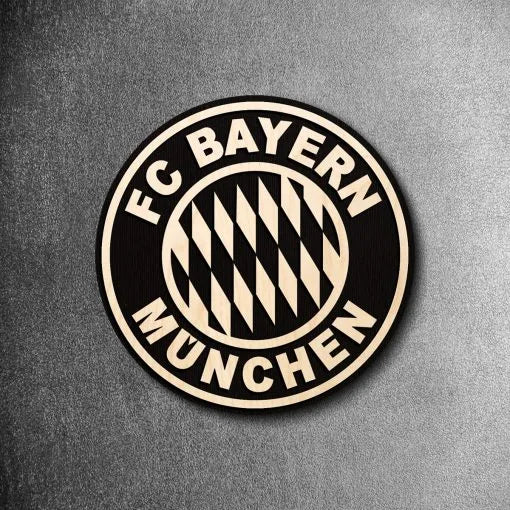 Bayern Munich Black & White Wooden Crest | 12 inch x 12 inch