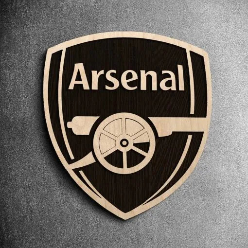 Arsenal Black & White Wooden Crest | 12 inch x 12 inch