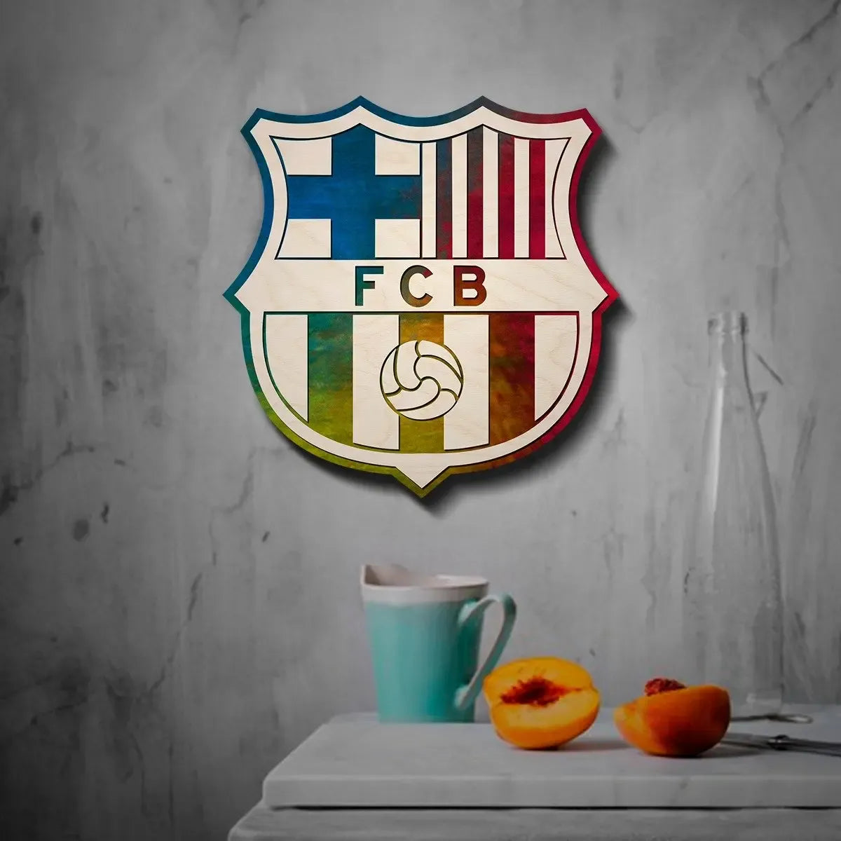 FC Barcelona Coloured Wooden Crest | 12 inch x 12 inch