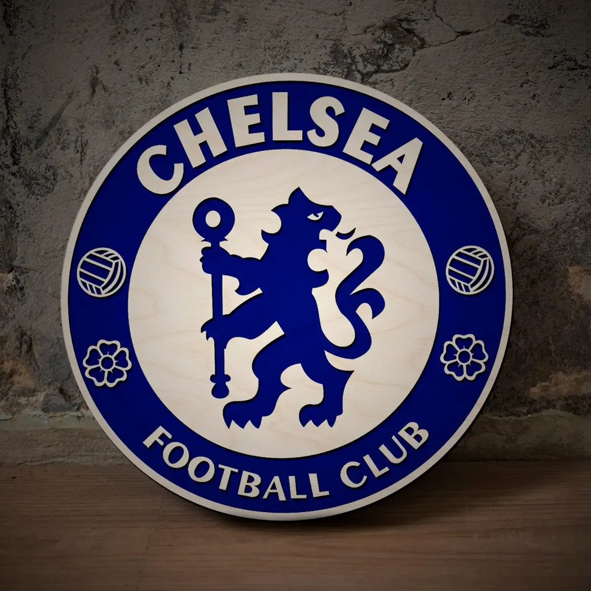 Chelsea Coloured Wooden Crest | 12 inch x 12 inch